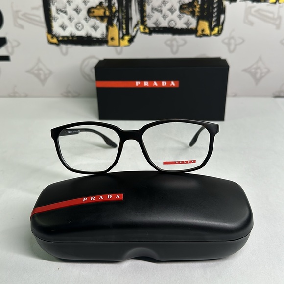💯 Authentic-Prada Linea Rossa Demo Geometric Men's Eyeglasses PS 03MV 5641O1 53. - Picture 9 of 11